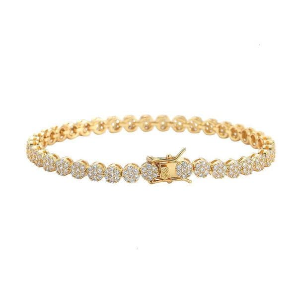 Moissanite 5mm Round Full Single-row Couple Bracelet Accessories Tennis Chain Necklace