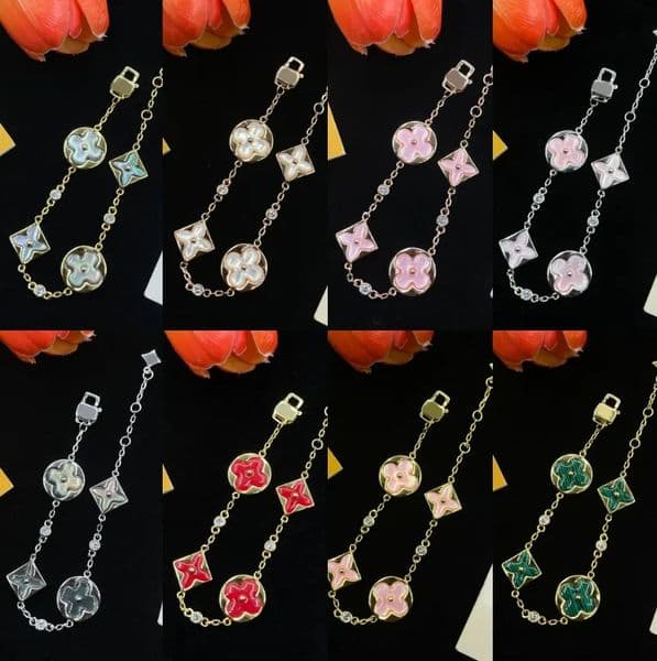 Jewellery Bracelet Stainless Steel Gold Plated Korean Light Luxury with Horseshoe Buckle Four Leaf Clover Flower for Party Daily Wear Gift High Quality