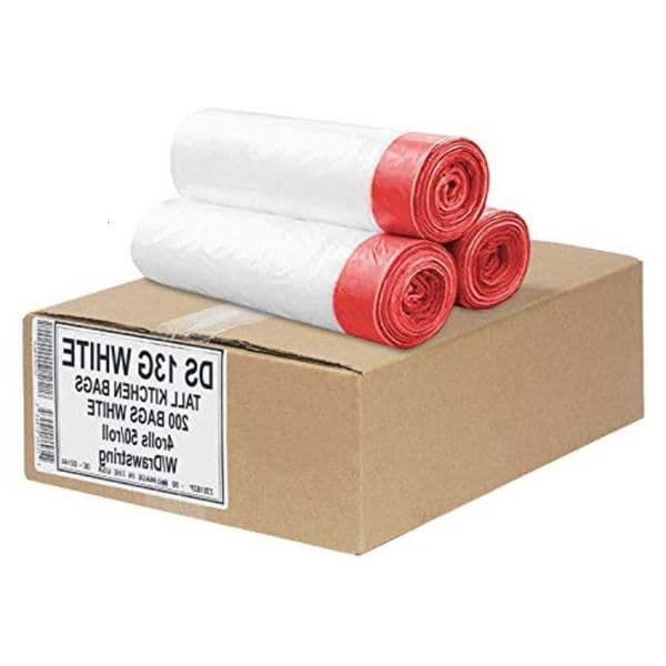 Kitchen 13 Gallon Drawstring Tall Trash Bags 09 MIL - Bulk - 24 x 27 - Commercial Garbage Bags C260616