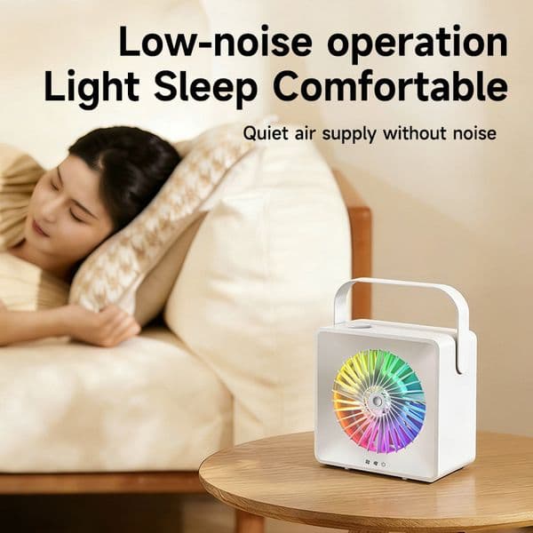 Ambient Light Desktop Fan 5 Speed Dual Power Home Cooler
