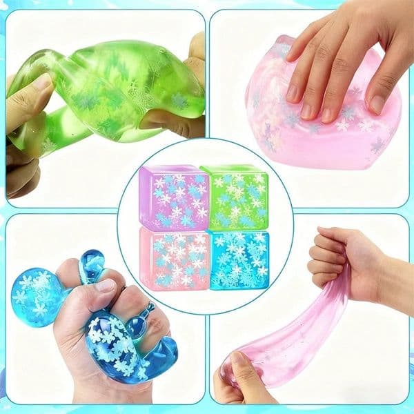 Maltose decompression snowflake ice cubes kneaded jelly texture multicolored 5cm cube