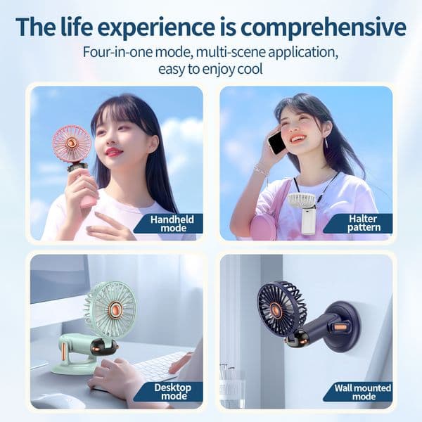 360 Degree Rotary Folding Fan Multiscene Usb Rechargeable Small Fan