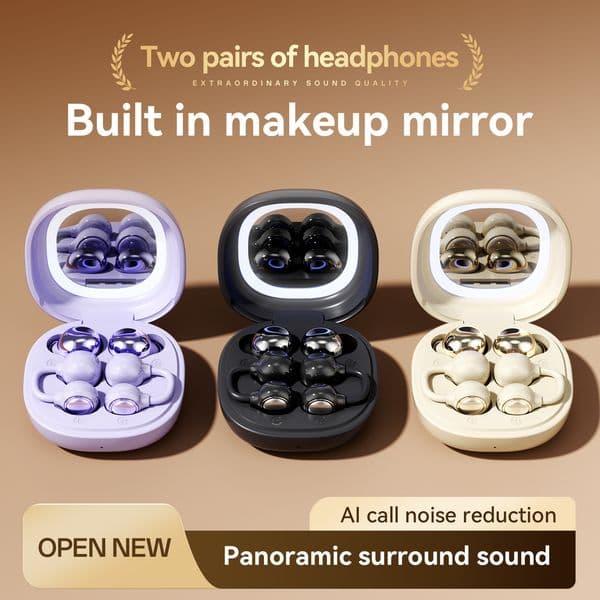 New Wireless Clip-On Bone Conduction Bluetooth Noise-Cancelling, Non-In-Ear Running Headphones