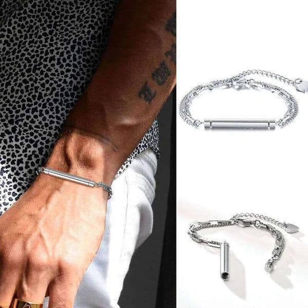 Men Bar Bracelet,Cylinder Cremation Urn Bracelets,Stainless Steel Ashes Keepsake Jewelry