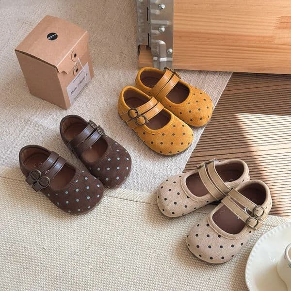 Single shoes, children's casual shoes, designer children's shoes, girls' princess shoes, one foot shoes, suede polka dot small leather shoes, forest style versatile, 23-30
