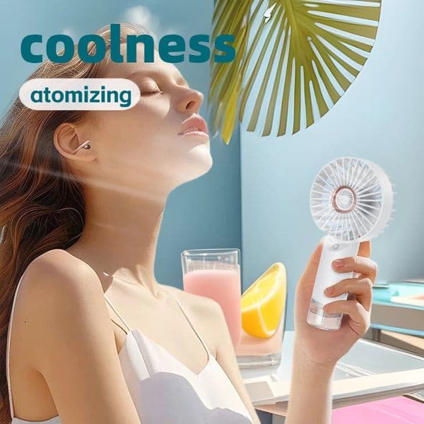 Mist Spraying Hand Fan USB Recharge Atomizing Cooling Portable Desk Fan — detail 1