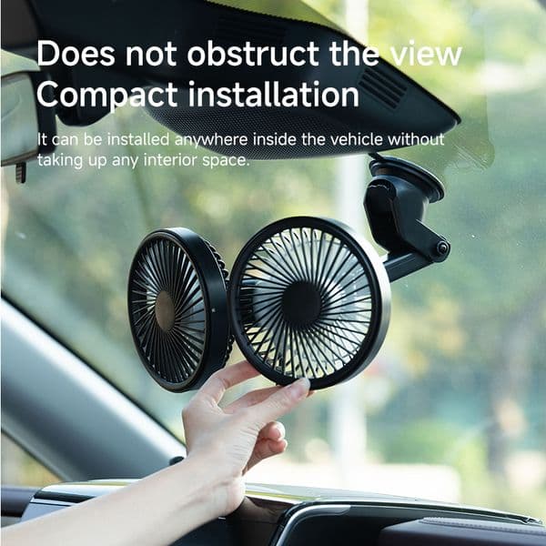 Telescopic Dual Joint Car Dual Head Fan Multi Angle Rear Seat Cooling Fan