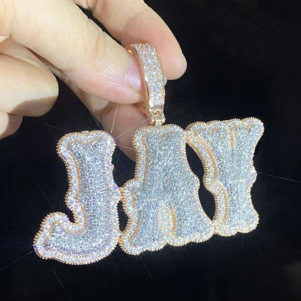 Hip Hop Custom Bubble Bone A-Z 0-9 Letters Pendant Necklace Colorful Real Gold Plated Jewelry