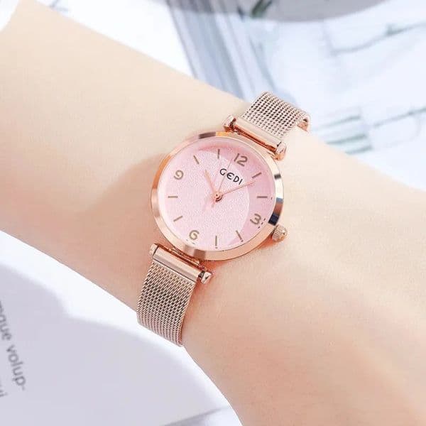 New Womens luxury simple large dial steel band fashion diamond-inlaid waterproof quartz 26mm watches