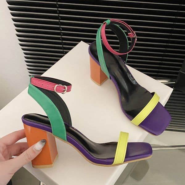 2024 New Fashion Heel Square Toe Sexy Size Strap High Quality Ladies Sandals Wedges Shoes for Women