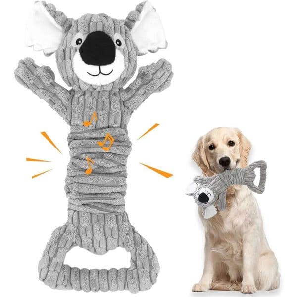 HUGEME Large Aggressive Chewers - Stuffed Crinkle Squeaky Tug of War Plush Touch to Keep Them Busy Indestructible Dog Toys for Small Medium Dogs