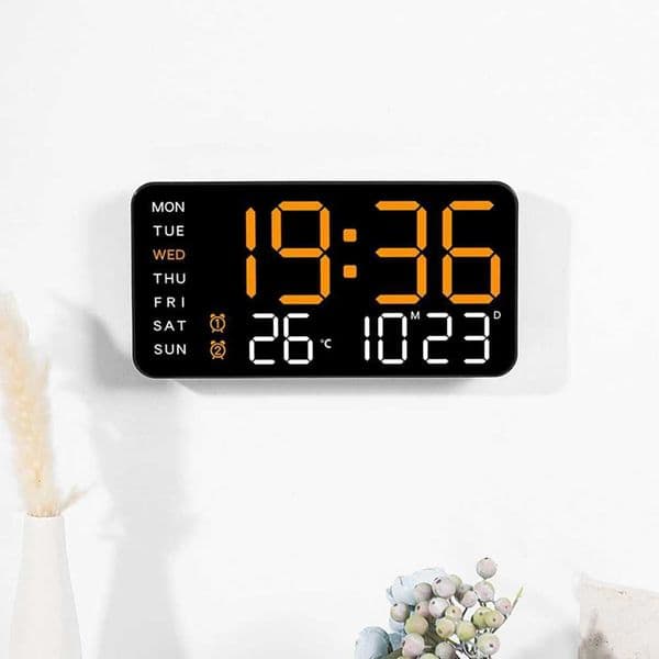 LED digital wall clock temperature date week display table alarm clock voice control electronic clock brightness adjustment W240806