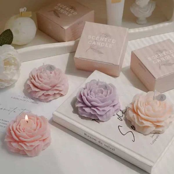 Teachers Day Gift Candle Peony shaped Jewelry Birthday Flower Fragrance Candle Gift W240813