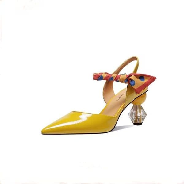 Transparent Fashion Thick Heel Baotou Sandals Women's Edition 2024 Summer Lacquer Quality Leather One E Buckle Pointed High Heels 5C58 New Buckl Pointd S