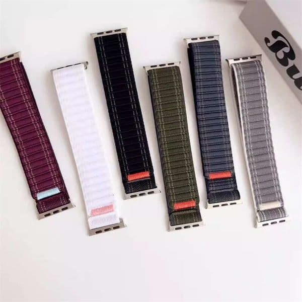 New Adjustable Breathable Wave Braided Fabric Sport Loop Woven Nylon Smart Band For Apple Watch 10
