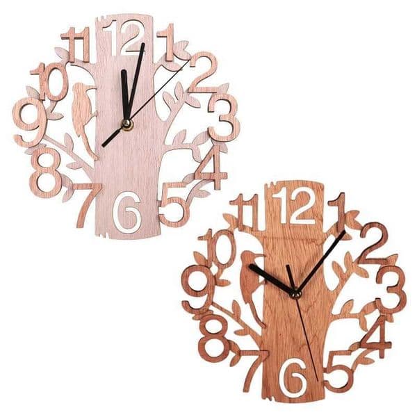 23cm tree shaped wooden wall clock battery powered home clock gift W240806