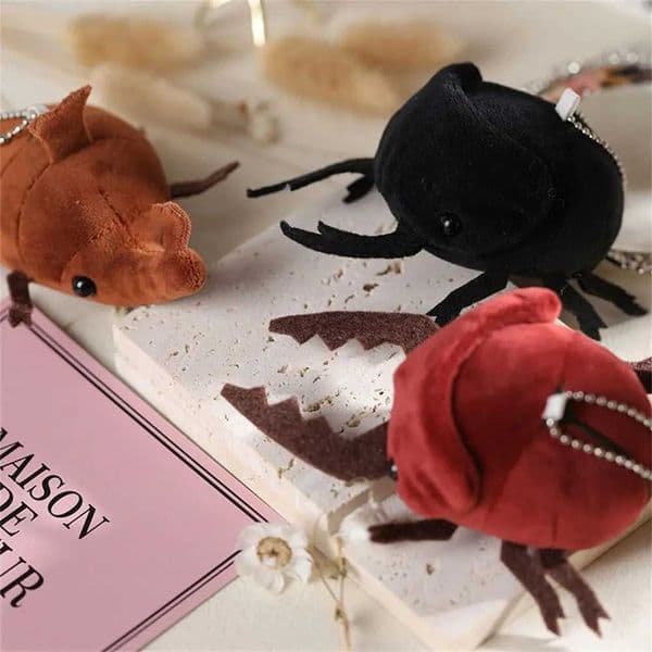 Creative Cute Birthday Small Stuffed Doll 10cm Insect Keychain Beetle Plush Doll Insect Plush Keychain Insect PendantW240903