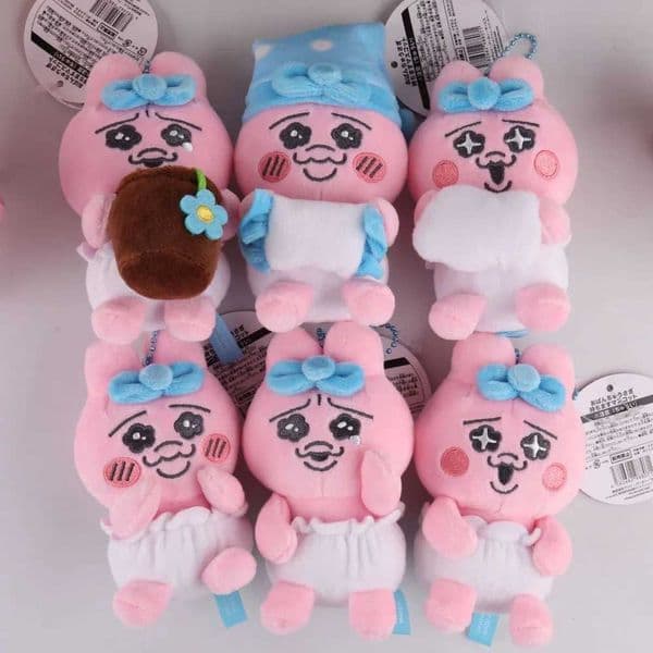 Creative Backpack Pendant Kawaii Anime Trouser Head Rabbit Plush Toy Japanese Cartoon Fun Pants Pink Rabbit Doll PendantW240903