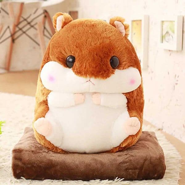 Hamster shaped throwing pillow childrens inflatable toy with flannel TV blanket 16x12 inches W240902