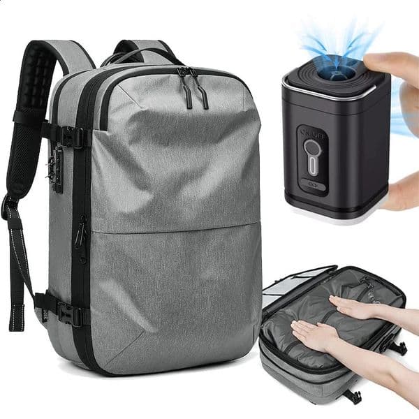 Vacuum compression mens travel backpack with air pump waterproof laptop bag highquality Oxford 17 inch 240903 123