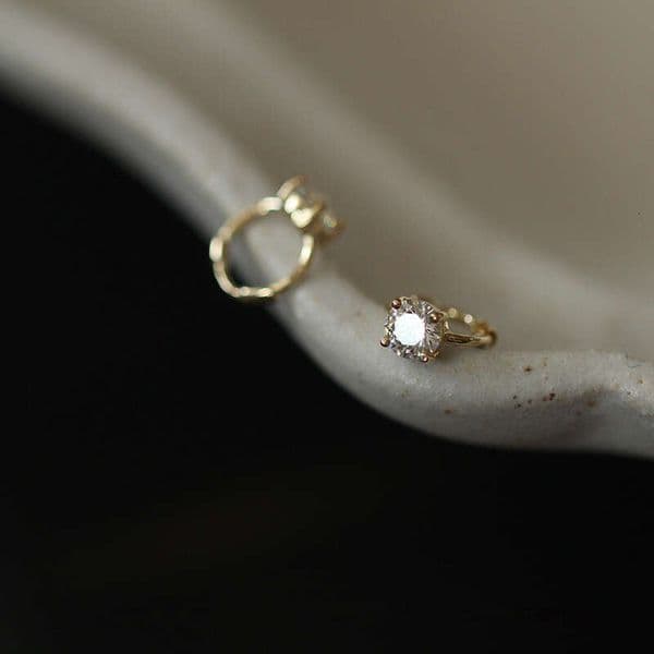 925 Sterling Silver Korea Simple Four Claws Inlaid Zircon Stud Earrings Women Plating 14K Gold Wedding Party Jewelry Gift