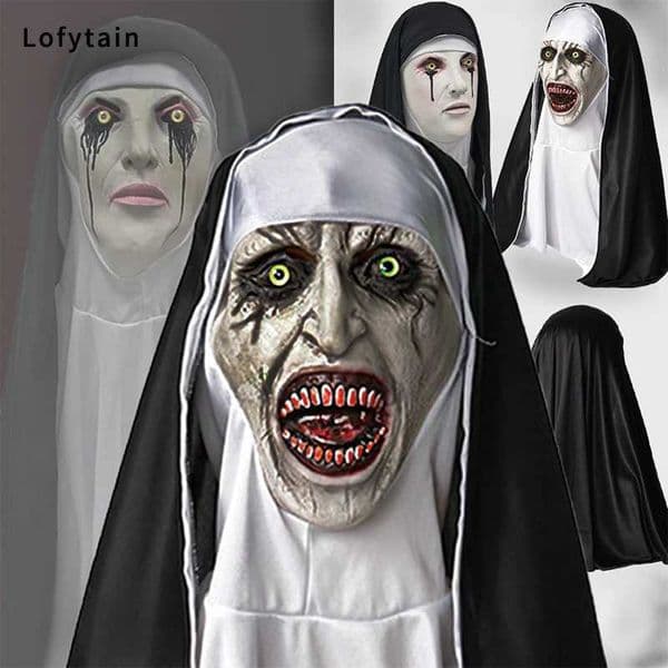 Halloween horror nun latex mask sisters avatar role play horror grimace avatar carnival party costume props W240905