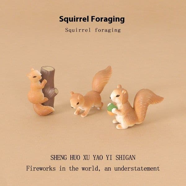 Delightful Miniature Squirrel Crafted Sculpture - Rustic Touch of Nature for Living Room Display