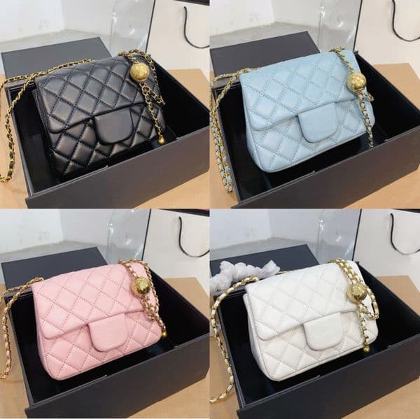 2024 Shoulder Mini Flap Chain Strap Cross Body Bag Handbag With Gold Ball Women Fashion Purse Classic Style Crossbody Fencefinds Designer Bags Fallow