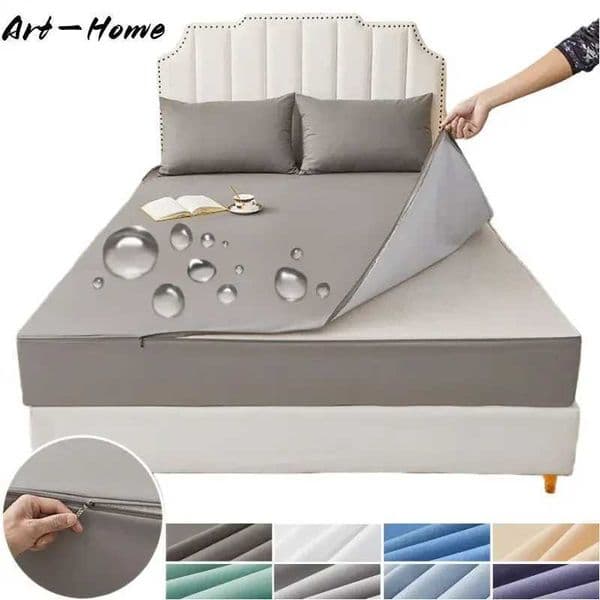 Waterproof bed cover mattress cover with zipper 6-sided full set mattress protector non slip fit bed cover customizable W240907