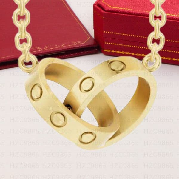 Women's Jewelry Double Ring Necklace Pendant Designer Titanium Steel love Necklace Luxury non fading cart necklace for men's Christmas gift accessory
