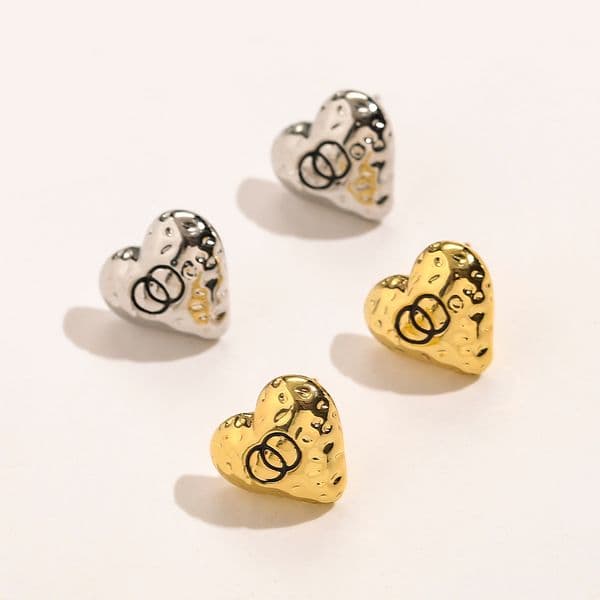 Simple Designer Stud Earrings Fashion Women Gold Sier Plated Letter Stainless Steel Heart Earring Sweet Girls Wedding Party Gifts Jewelry Accessories