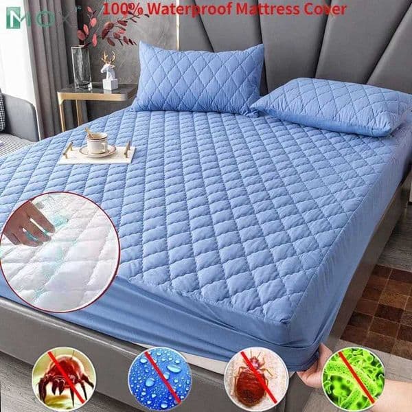 100% waterproof thick mattress protective cover anti slip fit bedding pad bedding single bed queen size bed 1Pc W240907