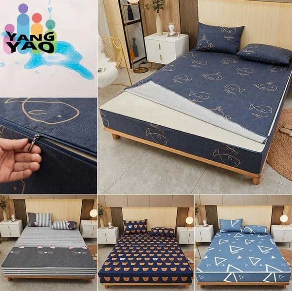 Mattress protective cover with zipper waterproof bed sheet six sided dust cover single/large/large/double/fully customized bed sheet W240907