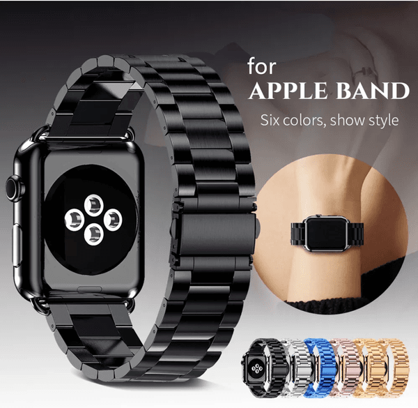 Stainless Steel Strap Wristband For Apple Watch 10 42 46 Metal Watchband Three Bead k Bracelet Band for iWatch Series 4 5 7 8 9 Size 40 44 41 45