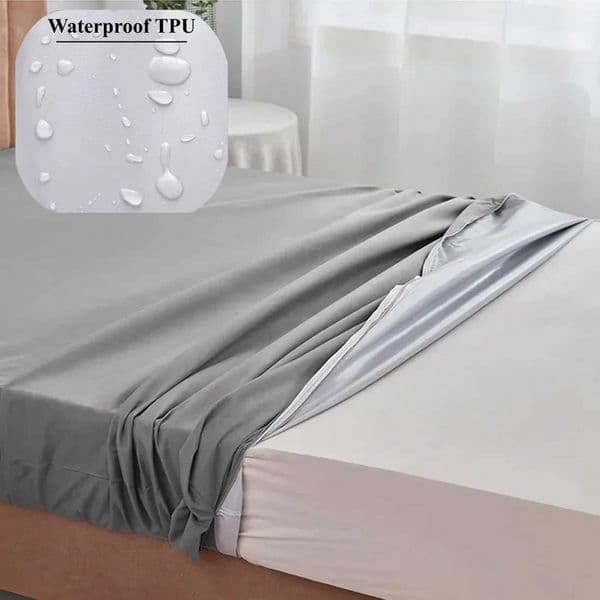 Waterproof mattress protector with zipper soft and breathable noise free mattress cover suitable for single or twin beds large/large size W240907