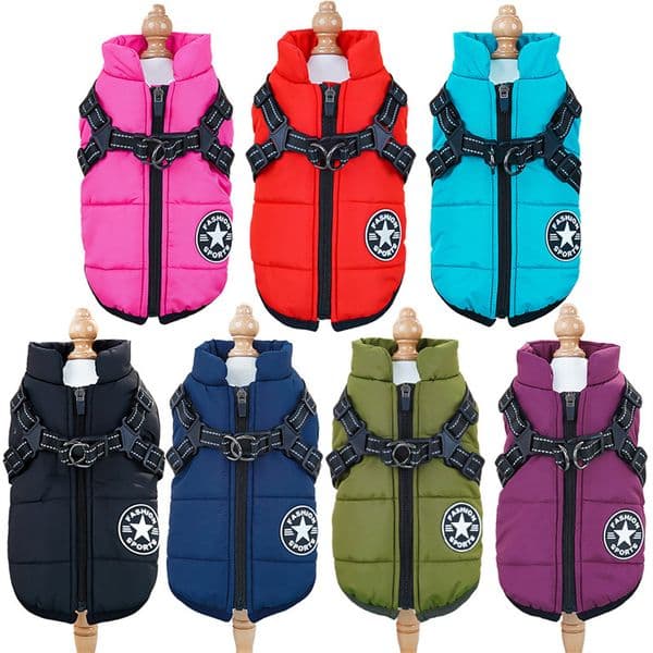 Pet clothes cross-border waterproof thickened warm dog cat cotton-padded coat winter chest back cotton vest supplies wholesale dh5727163