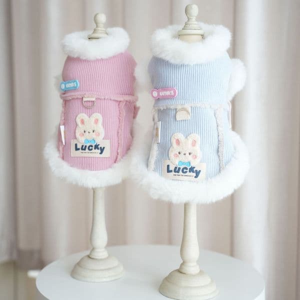 Pet Autumn and Winter Warm Coat Corduroy Integrated Cloak Thicker Than Teddy Bear Teddy Cat Clothing Strap Traction Buckle