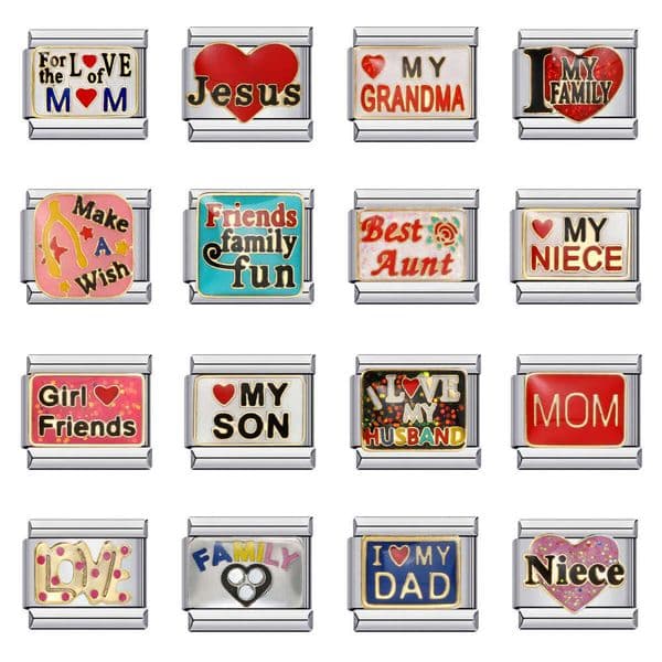 Family Elements DIY Welding enamel Italian charms Bracelet Accessories Italian Charm Links Stainless Steel Fit 9Mm Bracelet Jewelry DIY Making Gifts