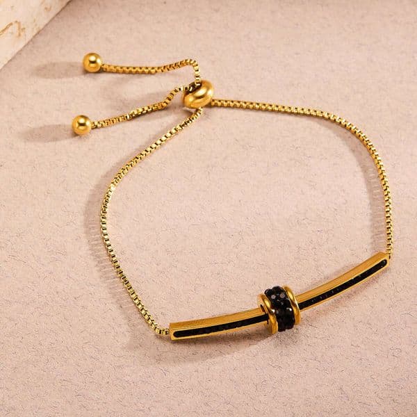Designer 18K Gold Bracelet for Women Black Diamond Smile Small Waist Bracelet with Drawable High End Versatile Bracelet Non Fading Simple Color Preserving Jewelry