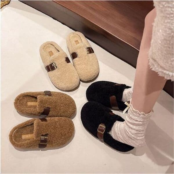 Cozy Plush Furry Shoes for Women - Outdoor Comfortable Footwear with Soft Cotton Lining