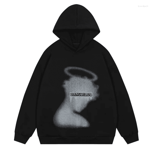 Mens Hoodies Una Reta Hoodie Streetwear Autumn Loose Harajuku Quality Pullover Tops Hip-hop Figure Print Unisex