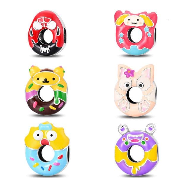 New 925 Sterling Silver Charm Doughnut Cartoon Series beads Fit Charms Silver 925 Original Bracelet DIY Jewelry Making For women Gifts