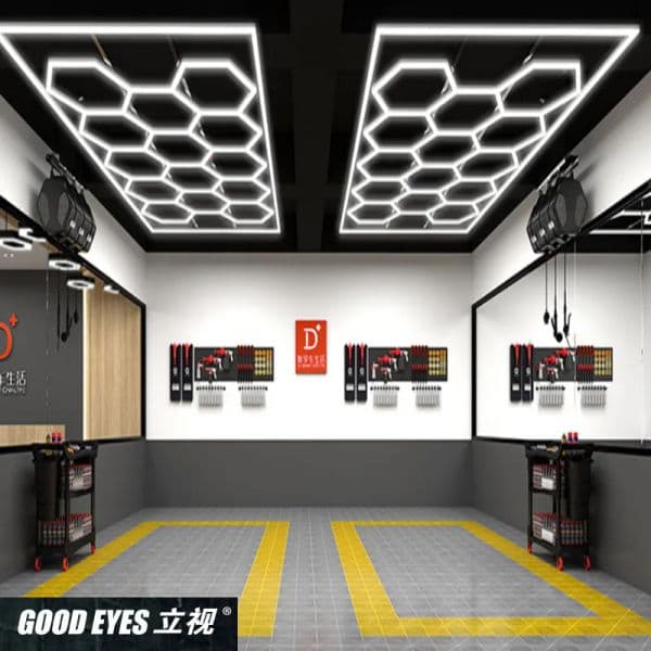 LED Garage Light Honeycomb Hexagon Ceiling Lighting 110V-240V for Auto Car Body Repair Workshop 6500K LL