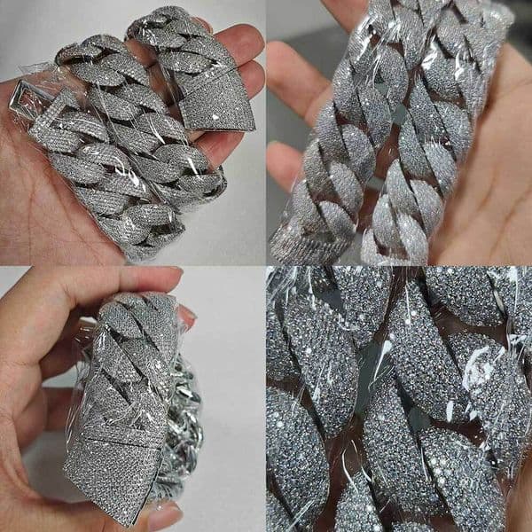 moissanite chain cuban link chain Good Quality 22mm Bubble Pave Setting 5 Rows Fashion Hip Hop Jewelry Cubic Zirconia Necklaces Mens Luxury
