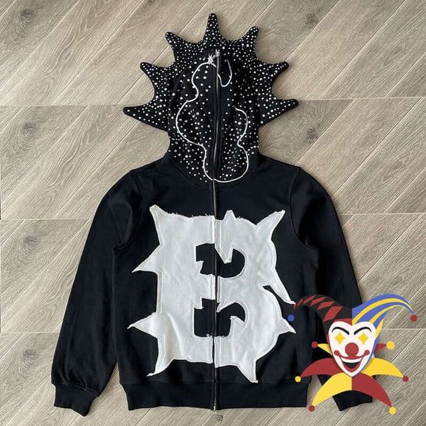 Glo Gang BLUTO CROWN BODY BAG Embroidered Rhie Zipper Hoodie Men Women Casual Vintage Hooded
