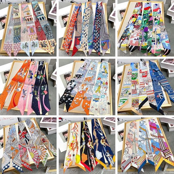 2024 Classic handbag scarf headband women's letter flower silk scarf headscarf handbag hair headband silk scarf