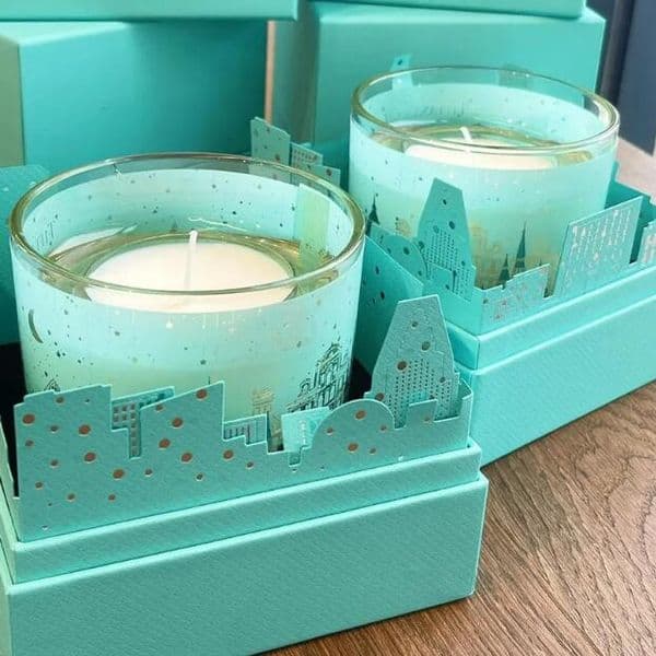 Luxury Perfume Candle Christmas Limited Edition Scented Cedar Candle Wheat Leaf pattern glass Candles Room Deodorant Durable Flavor