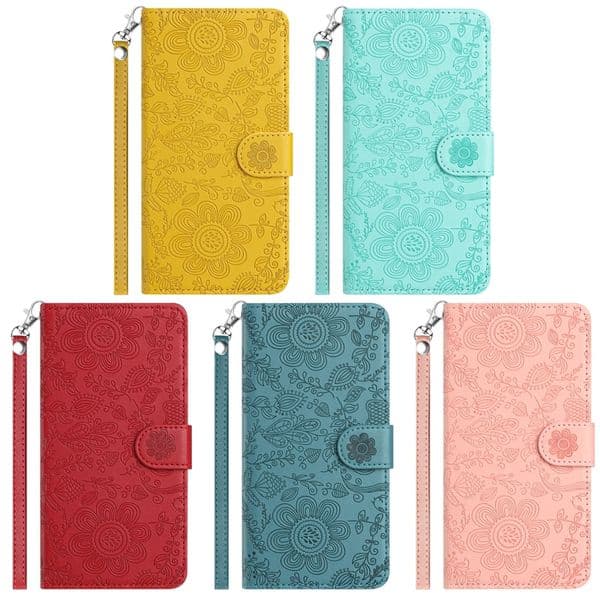 Flower Leather Wallet Cases For Iphone 17 Air 16 15 Pro Max Plus 14 13 12 11 X XR XS 8 7 Fashion Imprint Floral Credit ID Card Slot Holder Flip Cover Phone