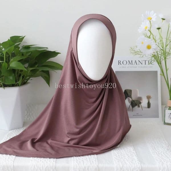 Solid Color Crystal Hemp Hijab Muslim Women Instant Scarf Shawl Head Cover One Piece Amira Islamic Pray Hijabs Pull On Niqab Cap