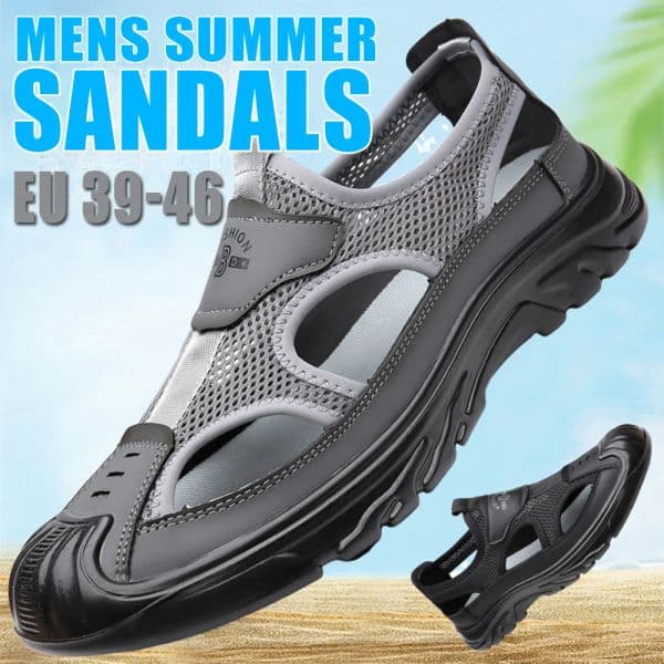 Summer Breathable Men's Baotou Sandals Hollowed Out Mesh Shoes Outdoor Non-slip Lightweight Sports Casual Beach